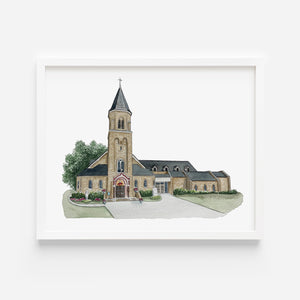 Watercolor Art Print of St. Joseph Catholic Church in Conway, Arkansas