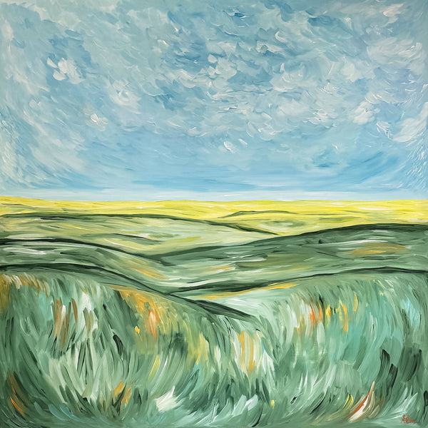 "Verdant Fields" - 36x36 Original Acrylic Painting