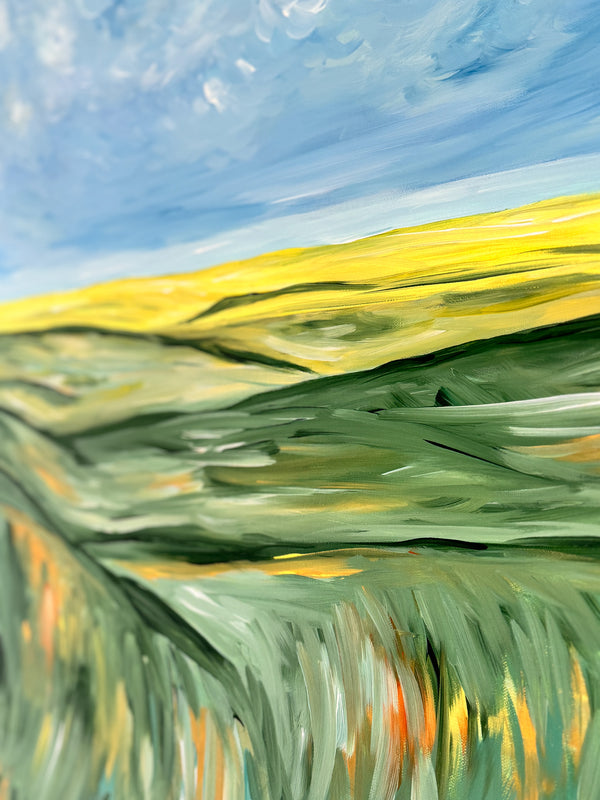 "Verdant Fields" - 36x36 Original Acrylic Painting