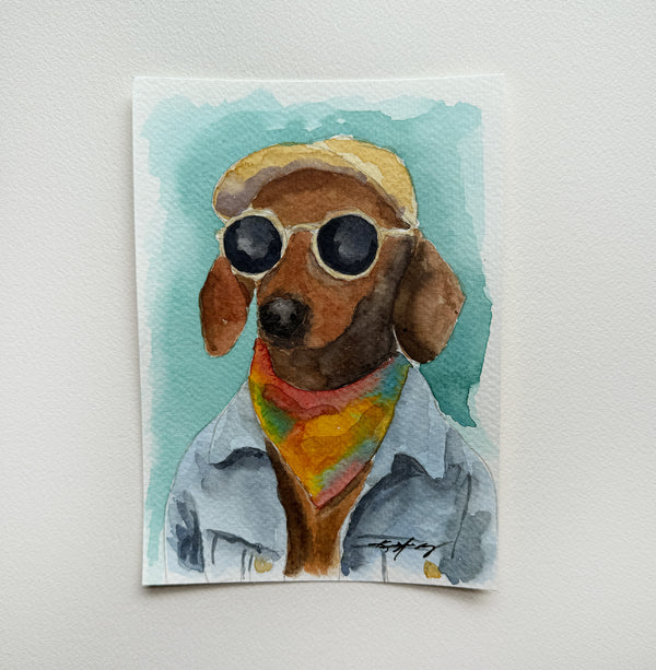 Dachshund - 5x7 Original Watercolor Painting