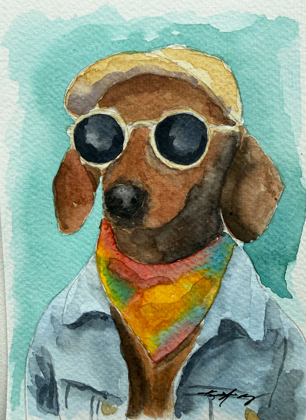 Dachshund - 5x7 Original Watercolor Painting