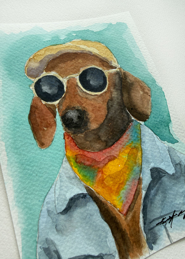Dachshund - 5x7 Original Watercolor Painting