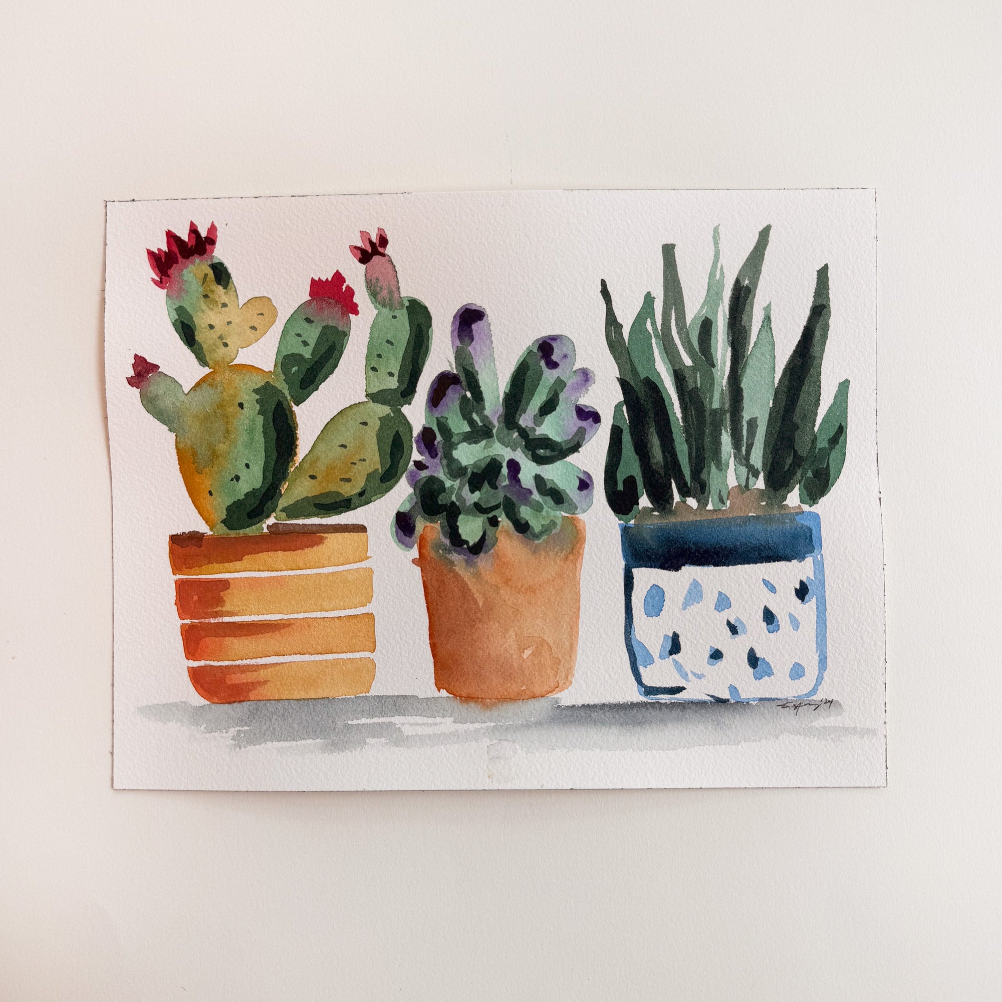 "Potted Succulents" - 8x10 Original Painting