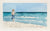 5x8 watercolor of a woman walking along the beach