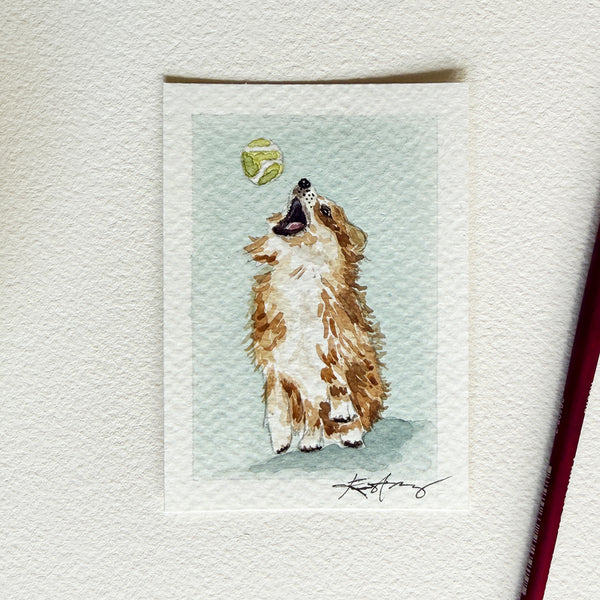 "Jumping for Joy" - Original ACEO Watercolor