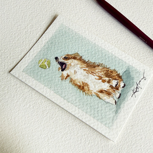 "Jumping for Joy" - Original ACEO Watercolor