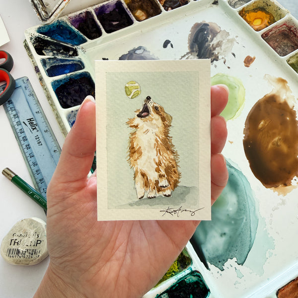 "Jumping for Joy" - Original ACEO Watercolor