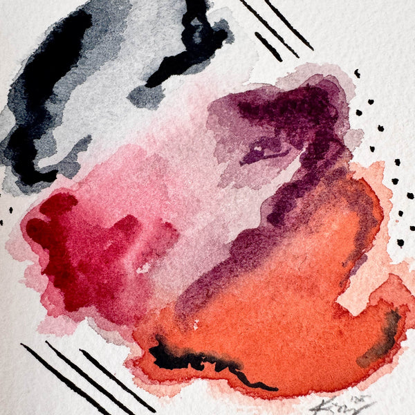 5x5 abstract watercolor painting by kristin l. murphy artist