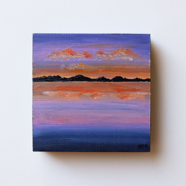 "Sunset on Lake Coronado" - 4x4 Original Painting