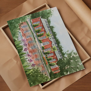 Watercolor art print featuring the Piper Palm House at Tower Grove Park in St. Louis, MO