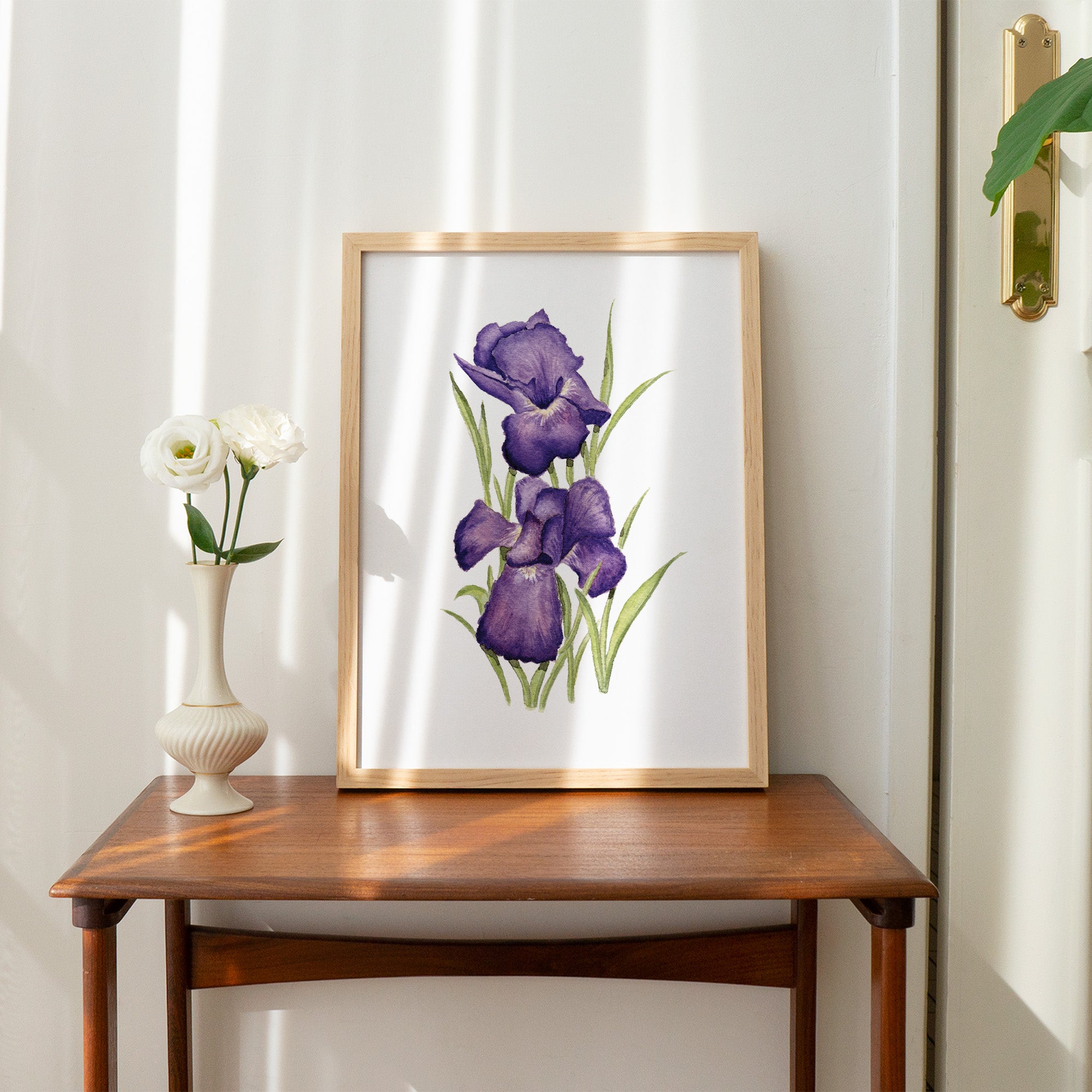Watercolor print of an iris flower.