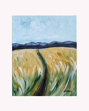 Acrylic painting of a field in Steamboat Springs, Colorado.