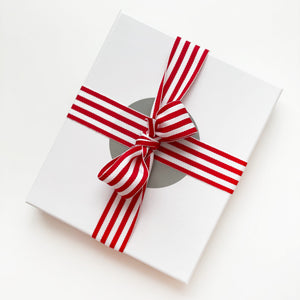White box tied with ribbon