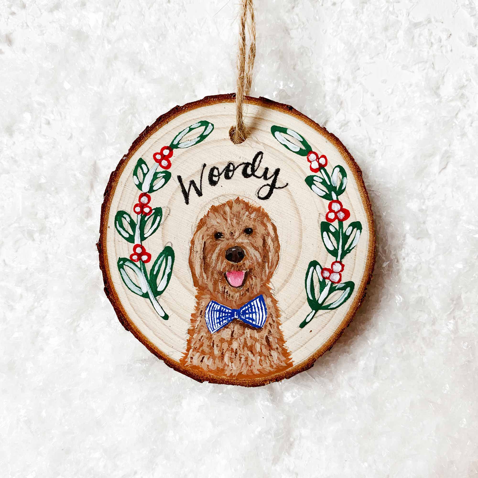 Custom hand-painted pet ornament in a box